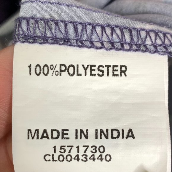 eShakti Floral Keyhole Blouse Top Size XL 16 Purple Crepe Unlined Pullover Boho - Picture 9 of 14